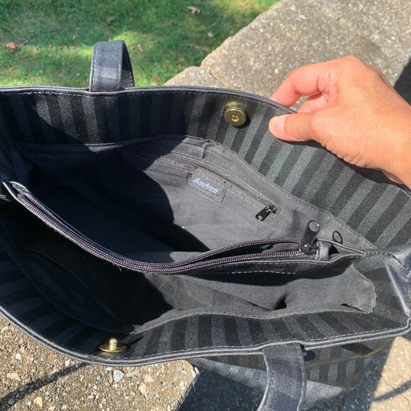 SOLD Vtg JACKSON Black Striped Tote Bag - Picture 10 of 12